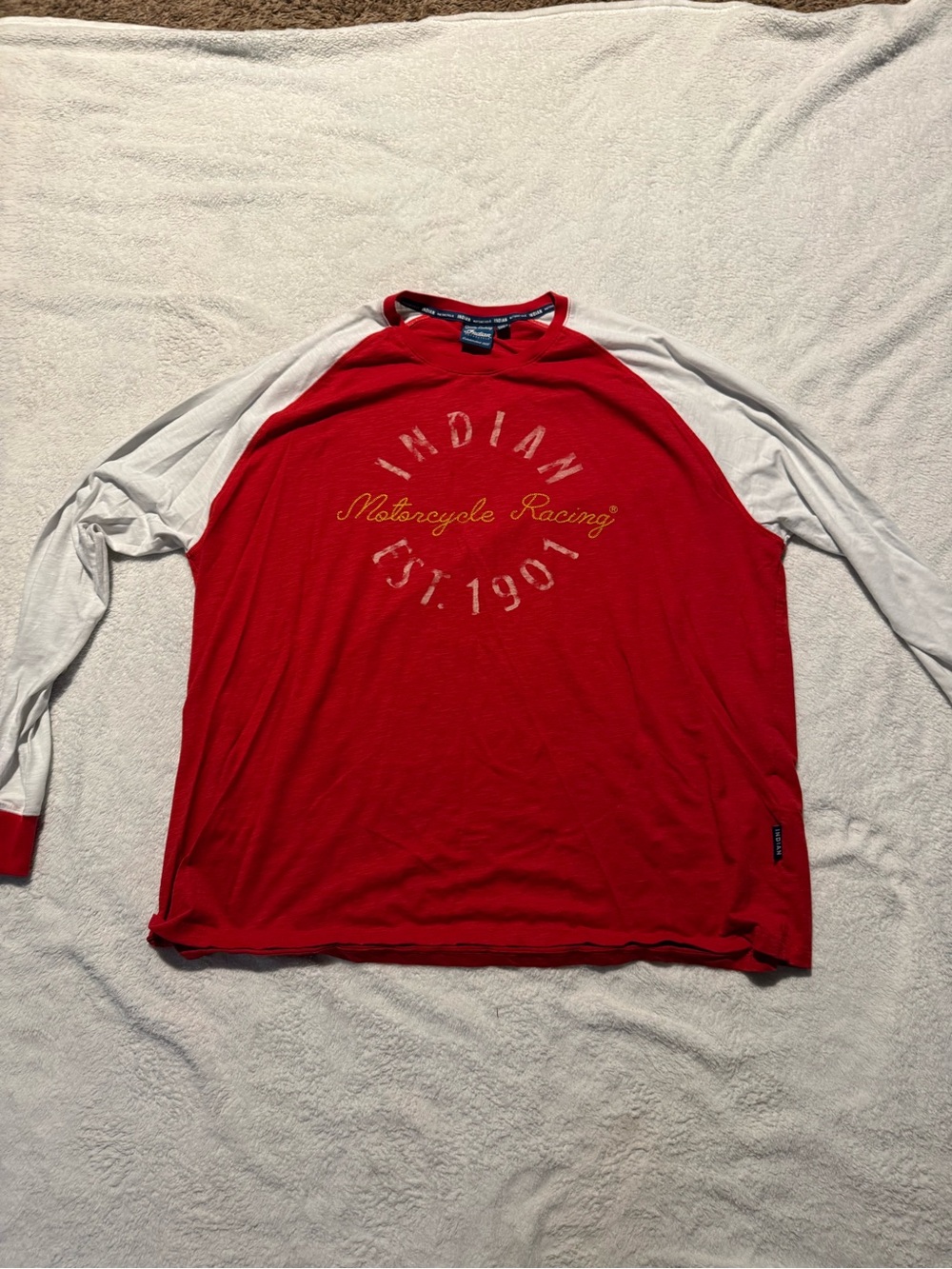 Indian Motorcycle Racing Red & White Raglan Long-Sleeve Tee